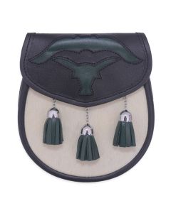 Green Scottish Kilt Semi Dress Bull Leather Sporran