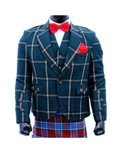 Green Tweed Wool Argyle Jacket with Vest Main