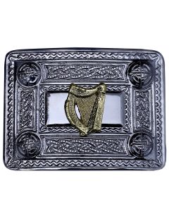 Harp Kilt Belt Buckle Chrome with Golden Badge