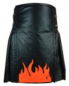 Fire Flame Leather Kilt