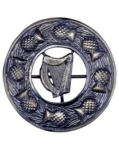 Irish Harp Badge Antique Kilt Fly Plaid Brooch