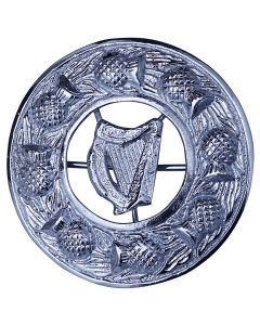 Irish Harp Kilt Fly Plaid Brooch Front