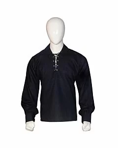 Jacobite Ghillie Kilt Shirt Black Front