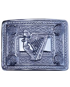 Lady Harp Badge Chrome Kilt Belt Buckle 