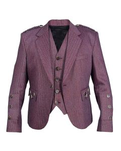 Maroon Tweed Argyle Jacket And Vest