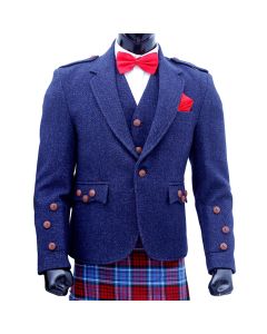 Navy Blue Tweed Argyll Jacket with Vest Photo