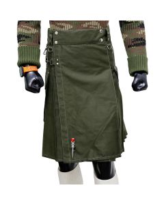 Olive Green Working Kilt with Round Pocket
