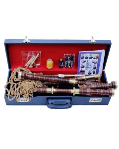 Premium Natural Finish Highland Bagpipes with Golden Engraved Mounts