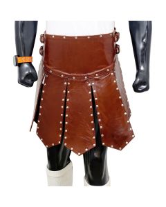 Premium Roman Style Studded Brown Leather Gladiator Kilt