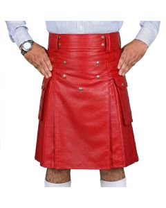 Red Leather Utility Kilt