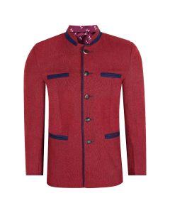 Red Tweed Germen Bavarian Trachten Jacket Front