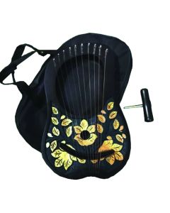 Rosewood 10 Strings Black/Gold Lyre Harp
