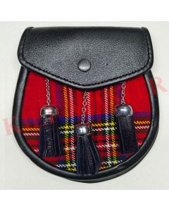 Royal Stewart Tartan Leather Sporran Front