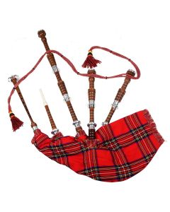 Royal Stewart Tartan Natural Finish Scottish Bagpipe
