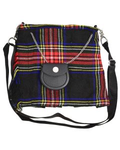 Scottish Black Stewart Tartan Ladies Hand Bag 