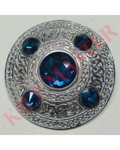 Scottish Blue 5-Stone Fly Plaid Brooch in Silver
