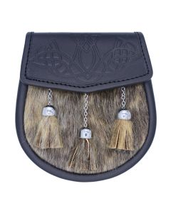 Scottish Celtic Design  Seal Skin Leather Kilt Sporran