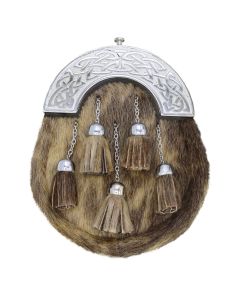 Scottish Chrome Cantle Formal Leather Seal Skin Sporran Front Photo