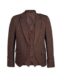 Scottish Dark Brown Tweed Argyle Jacket with Vest