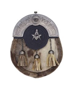 Scottish Formal Seal Skin Leather Kilt Sporran with Antique Masonic Badge 