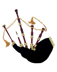 Scottish Great Highland Bagpipes Golden Engraved Mounts