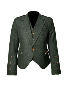 Scottish Hunter Green Tweed Argyle Jacket with Vest
