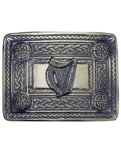 Scottish Kilt Belt Buckle with Harp Badge