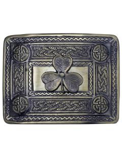 Scottish Kilt Belt Buckle with Shamrock Badge 