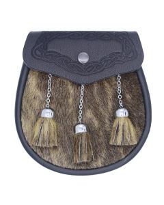 Scottish Seal Skin Leather Sporran with Three Tassels