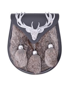 Seal Skin Semi Dress Black Leather Sporran Front