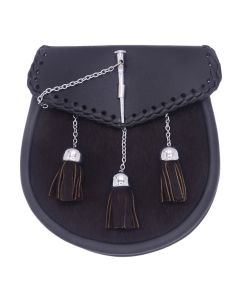 Semi Dress Black Leather Sporran with Chrome Pin Lock