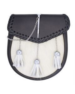 Semi Dress White Leather Chrome Pin Sporran