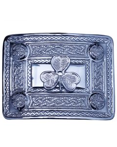 Shamrock Badge Chrome Kilt Belt Buckle