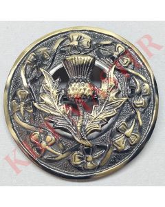 Antique Thistle Design Kilt Fly Plaid Brooch
