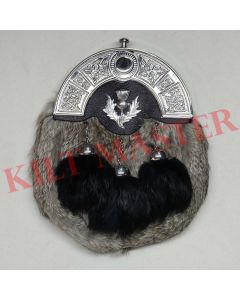 Thistle Grey Rabbit Fur Sporran
