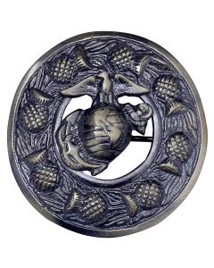 US Marine Badge Antique Kilt Fly Plaid Brooch