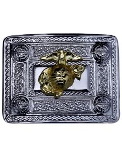 US Marine Kilt Belt Buckle Chrome with Golden Badge