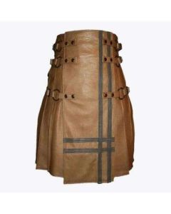 Utility Style Brown Leather Kilt