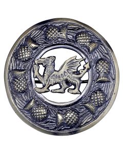 Welsh Dragon Badge Antique Kilt Fly Plaid Brooch