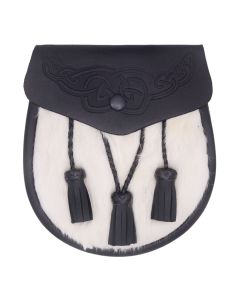 White Rabbit Fur Semi Dress Leather Sporran