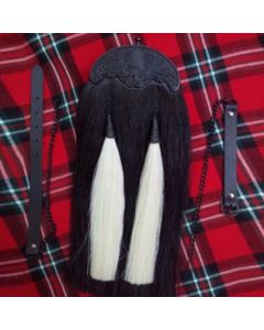 White Tassels Black Horse Hair Sporran