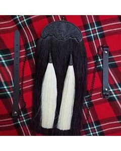 White Tassels Black Horse Hair Sporran