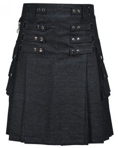 Women Denim Kilt Black