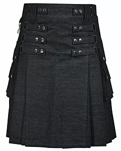 Women Denim Kilt Black