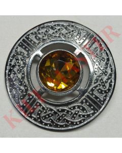 Yellow Stone Kilt Fly Plaid Brooch - Silver Elegance
