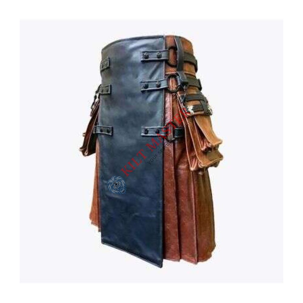 Black and Brown Leather Kilt