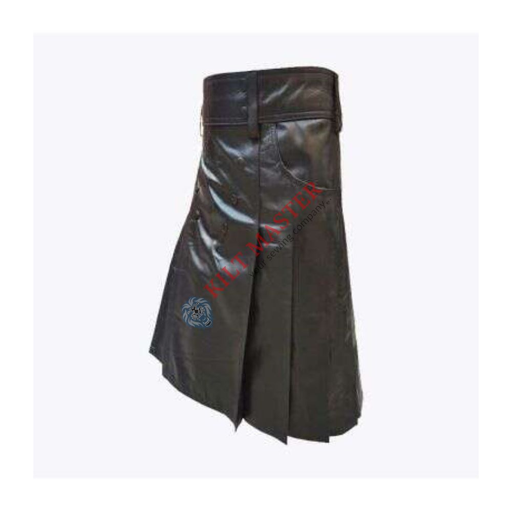 Black Leather Fashion Kilt