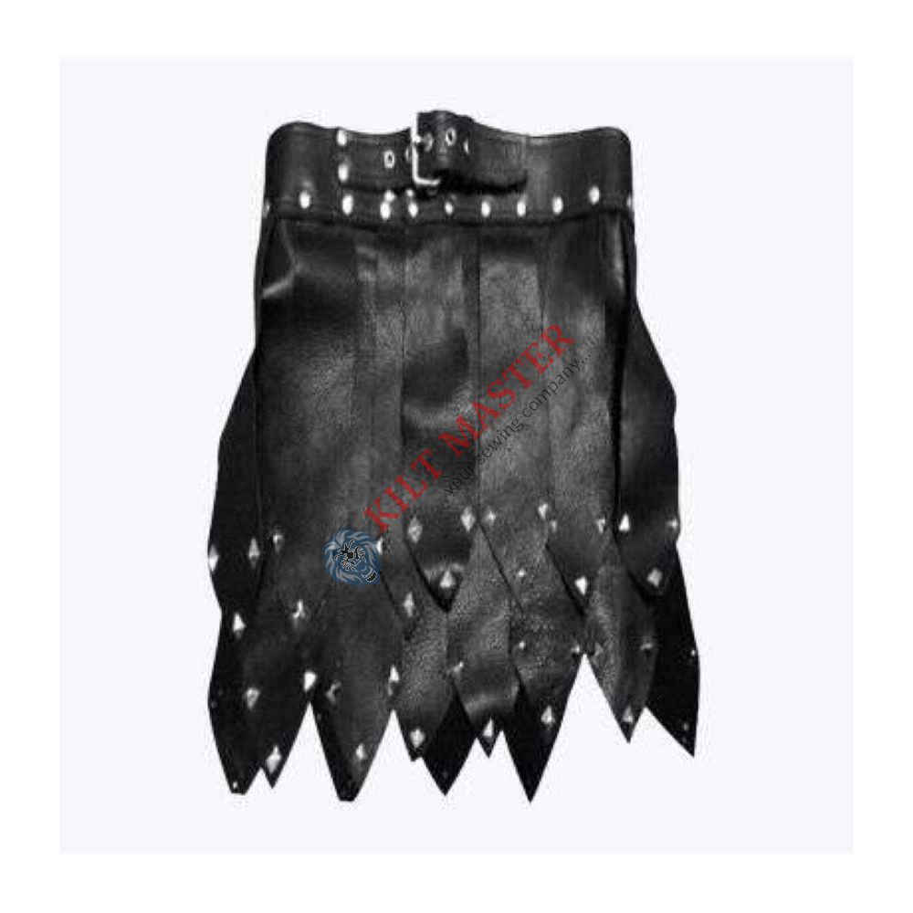 Black Leather Kilt in Roman Style