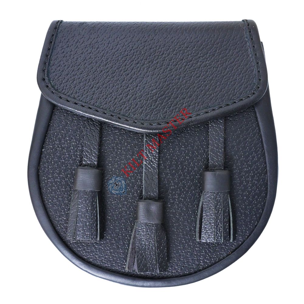 Black Leather Scottish Kilt Sporran