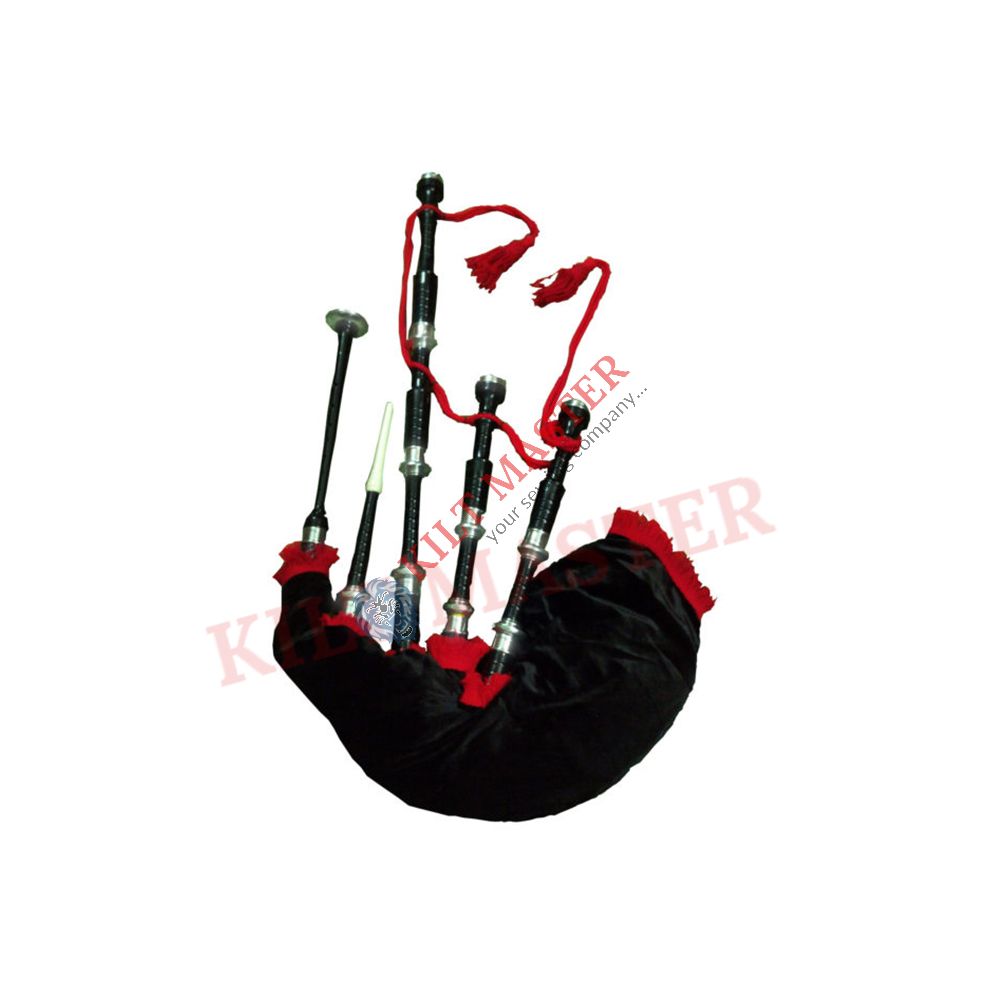 Black Mounts with Red Flare Bagpipe